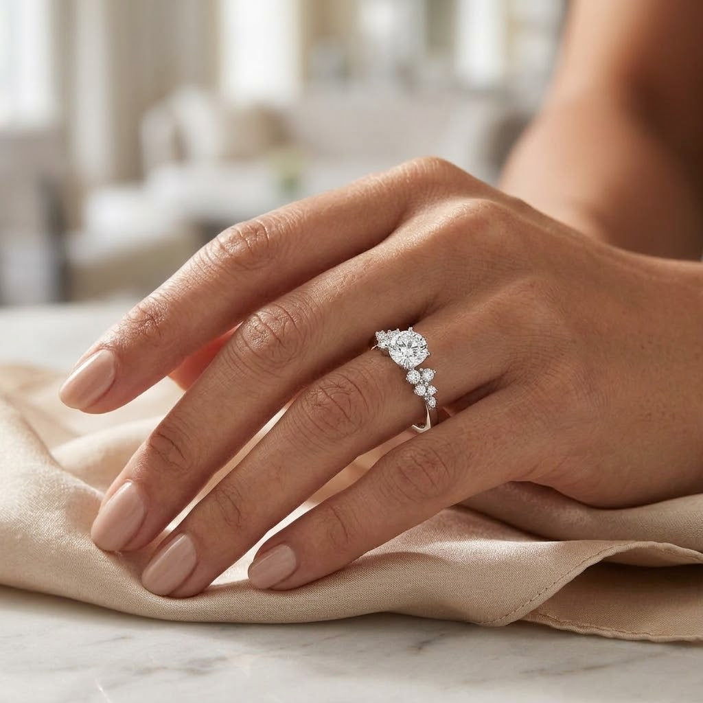 The Berlin Love Letter | Round Diamond Cluster Engagement Ring