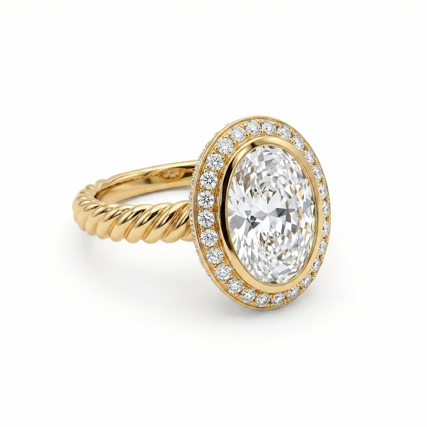 The Aurelia | Oval Halo Twisted Lab-Grown Diamond Ring