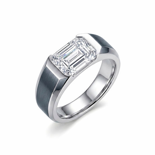 The Archimedes | Emerald Cut Men's Diamond Ring (18K Gold & Platinum)