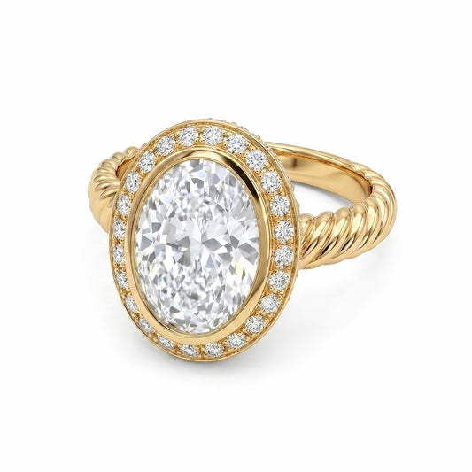 The Aurelia | Oval Halo Twisted Lab-Grown Diamond Ring