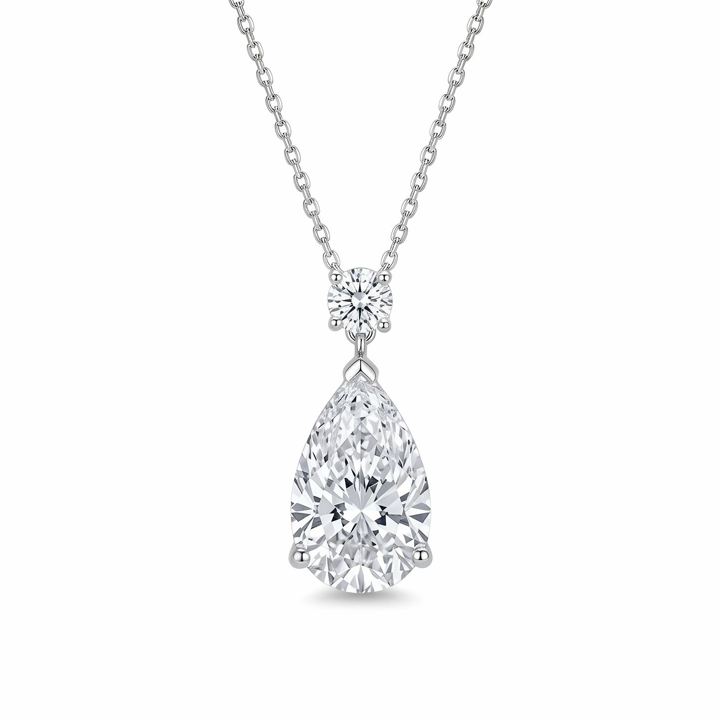 The Morning Dew | Pear Cut Diamond Pendant Necklace in 18K & Platinum