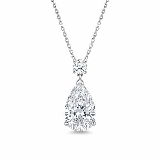 The Morning Dew | Pear Cut Diamond Pendant Necklace in 18K & Platinum