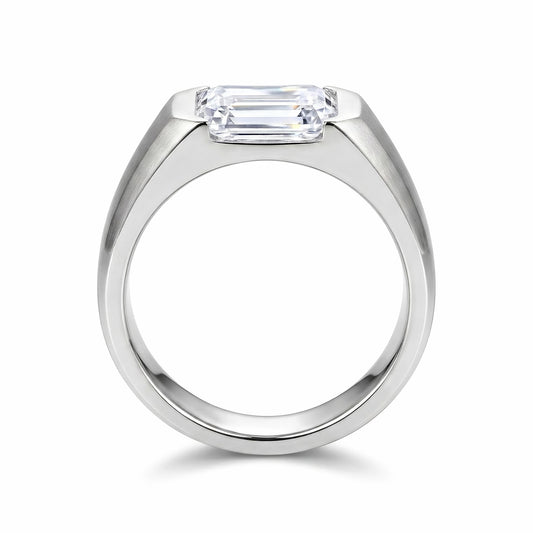 The Archimedes | Emerald Cut Men's Diamond Ring (18K Gold & Platinum)