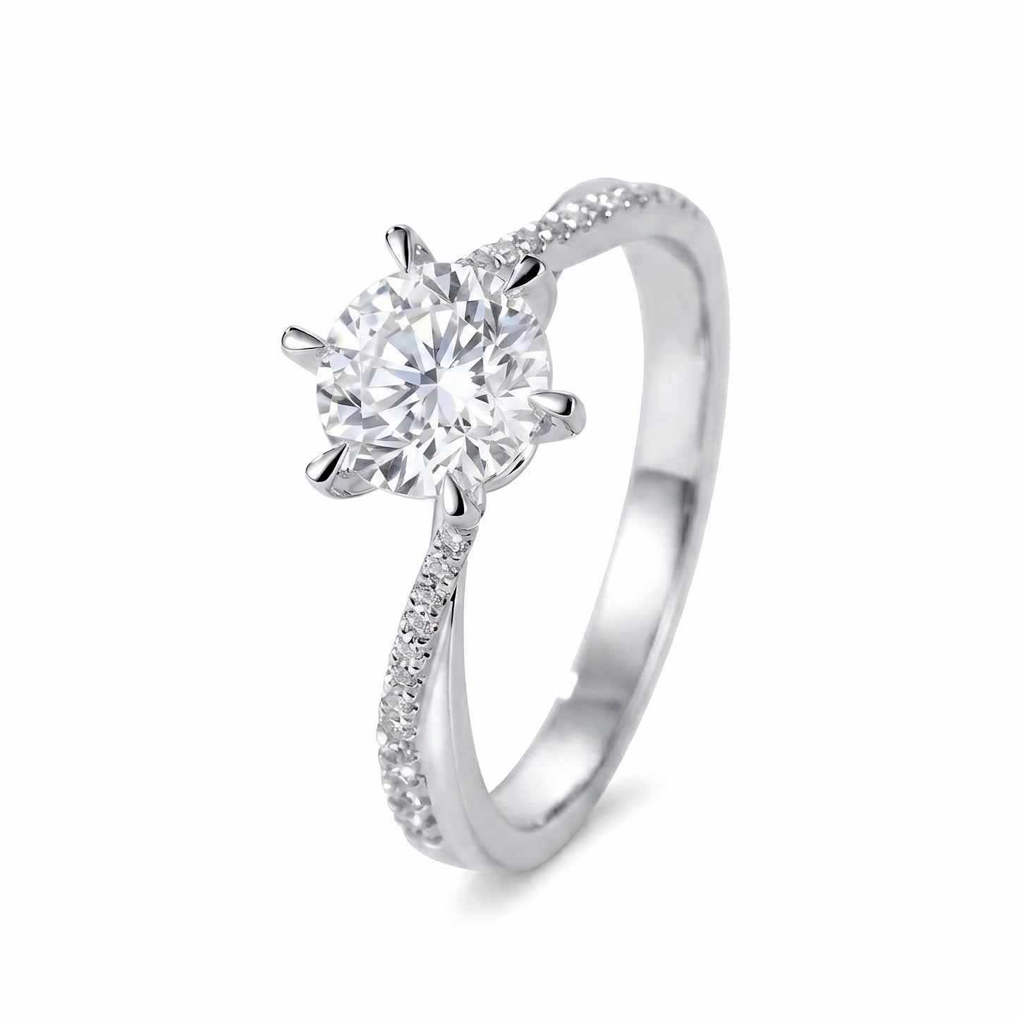 The Verona | Round Diamond Twisted Band Engagement Ring