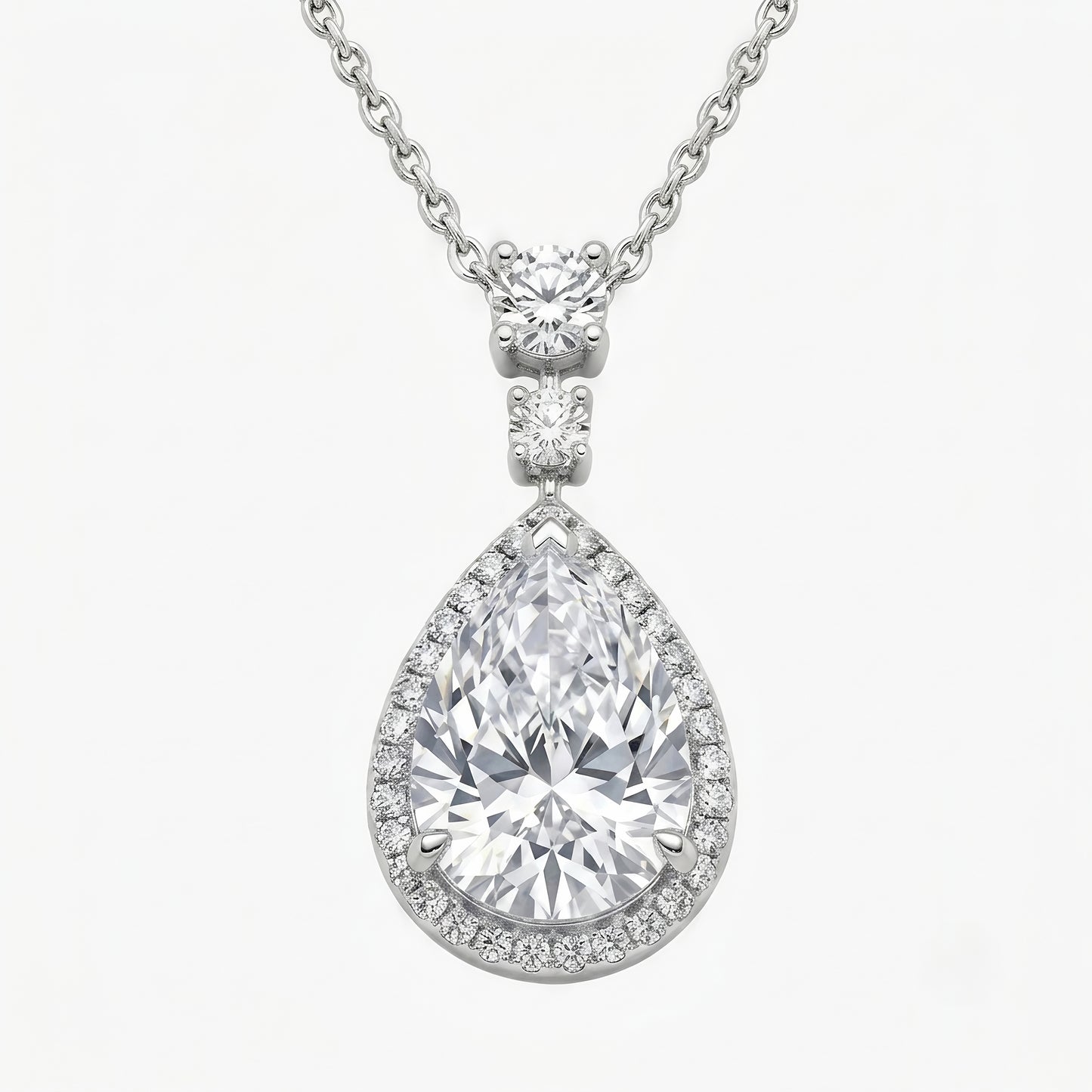 The Josephine | Pear Cut Halo Lab-Grown Diamond Station Necklace