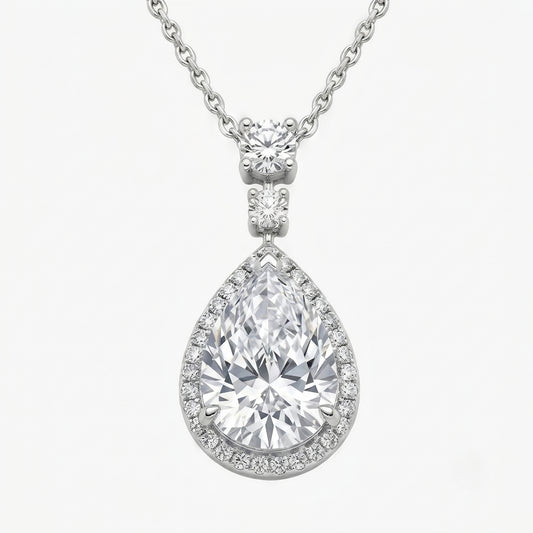 The Josephine | Pear Cut Halo Lab-Grown Diamond Station Necklace