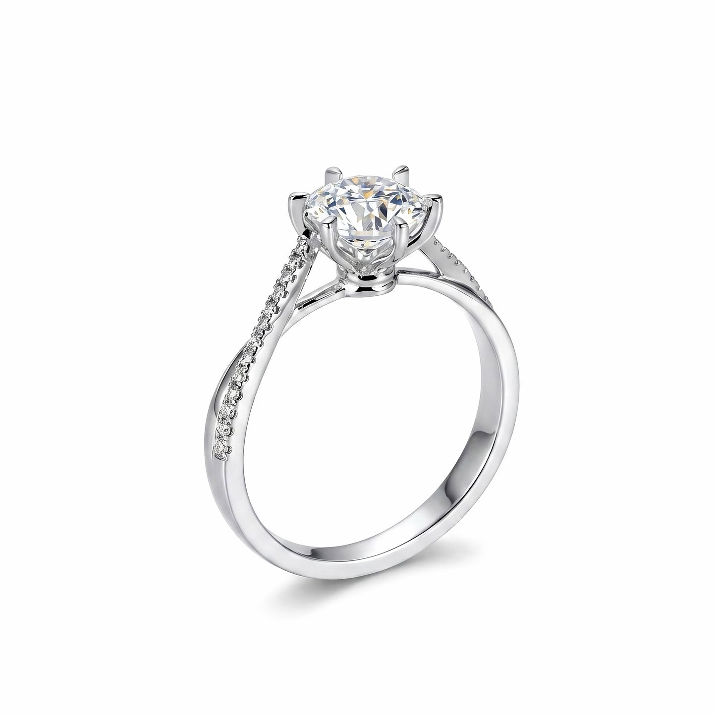The Verona | Round Diamond Twisted Band Engagement Ring