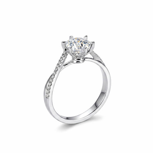 The Verona | Round Diamond Twisted Band Engagement Ring
