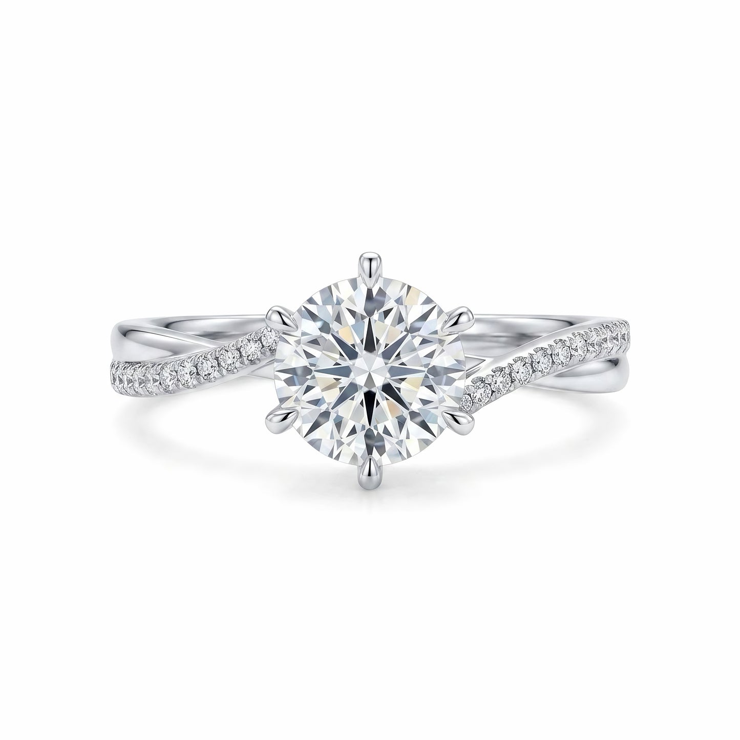The Verona | Round Diamond Twisted Band Engagement Ring