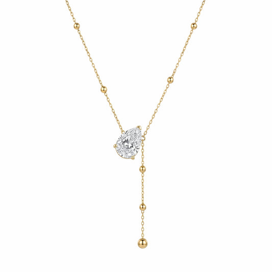 The Odette | Pear Cut Lariat Lab-Grown Diamond Necklace (18K Gold)