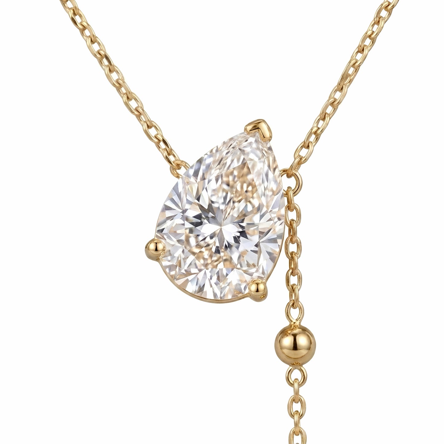 The Odette | Pear Cut Lariat Lab-Grown Diamond Necklace (18K Gold)