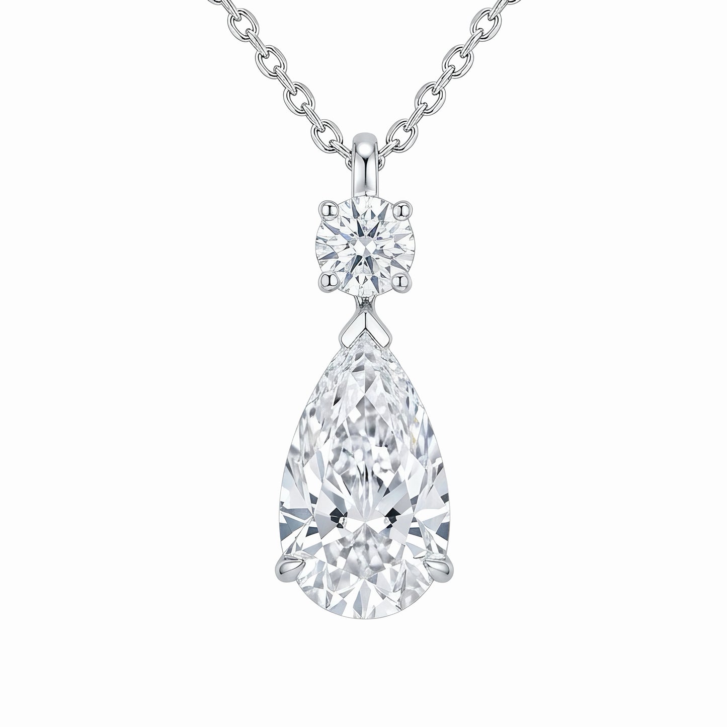 The Morning Dew | Pear Cut Diamond Pendant Necklace in 18K & Platinum